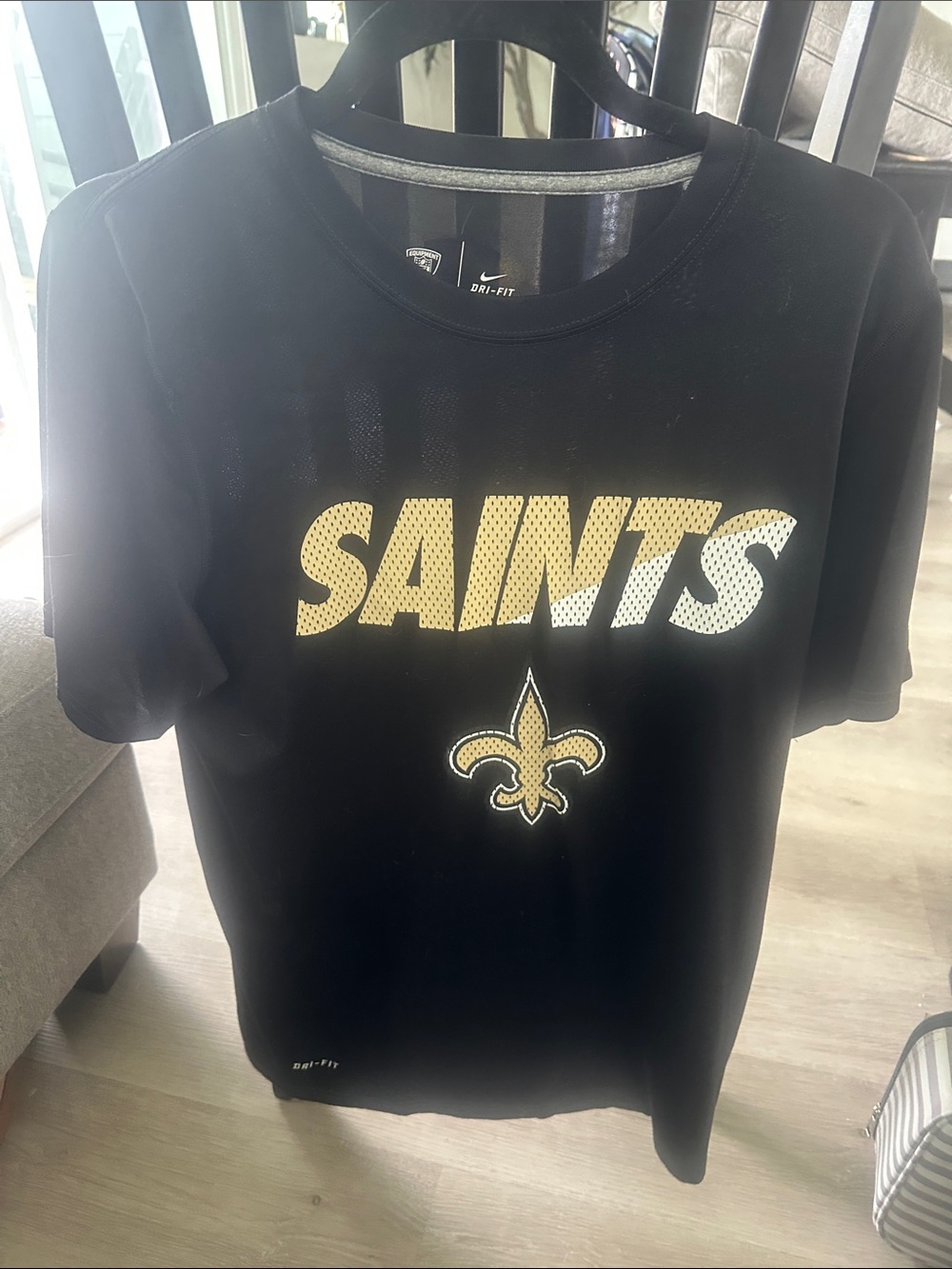 Nike Black and Gold Saints Graphic Tee